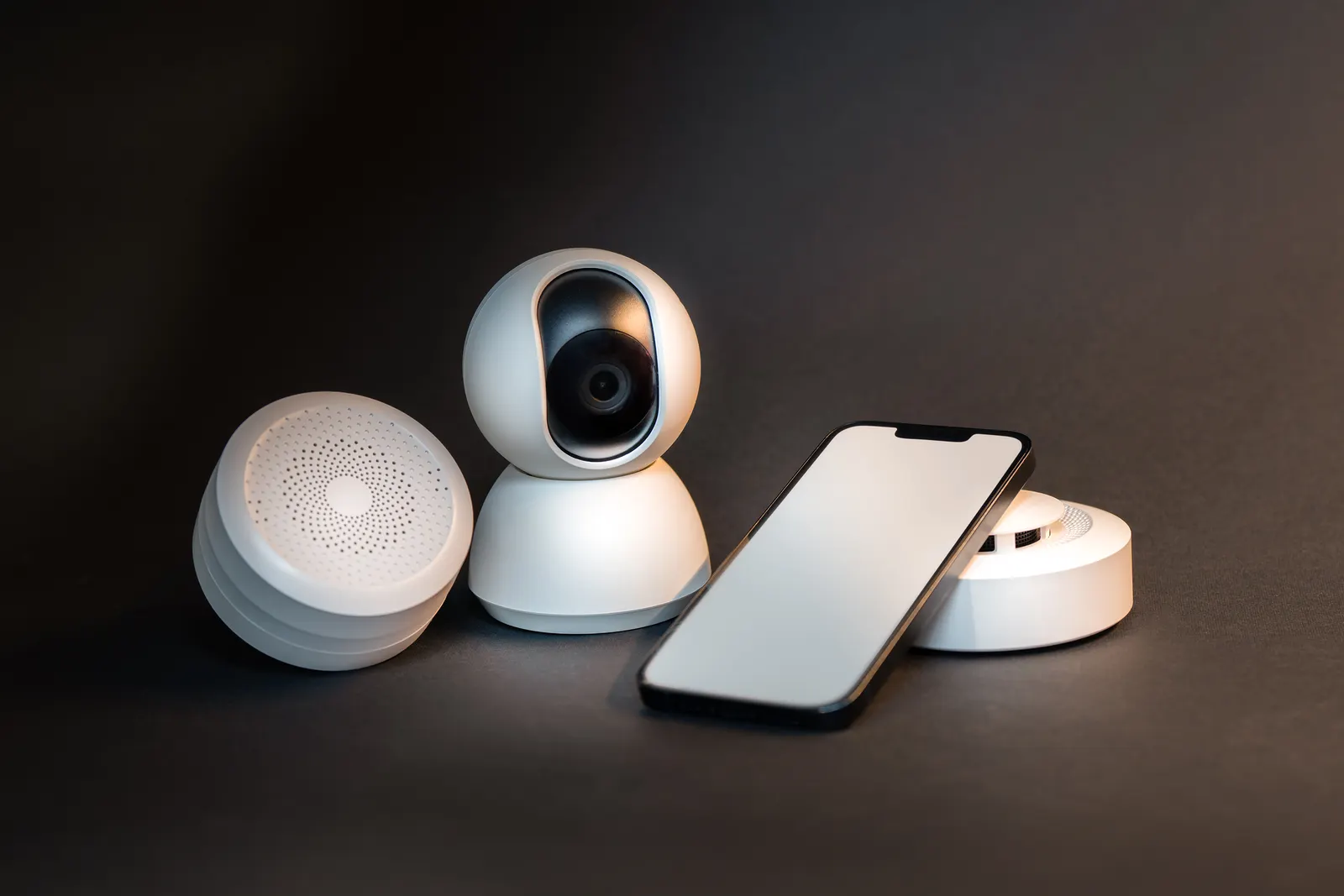 Home appliances and smart devices on a kitchen counter